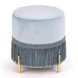 Pufa okrągła tapicerowana niebieska Cosby