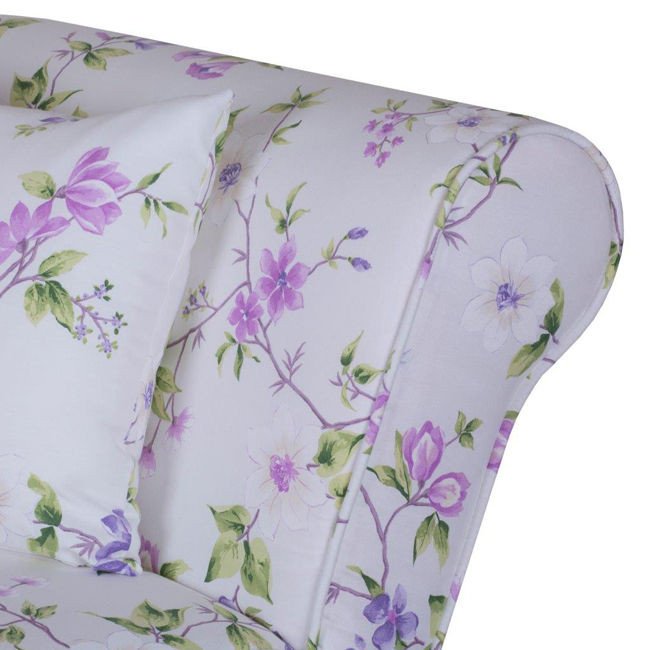 Sofa z funkcją spania Ennis, 193 x 91 x 82 cm, biała w fioletowe kwiaty
