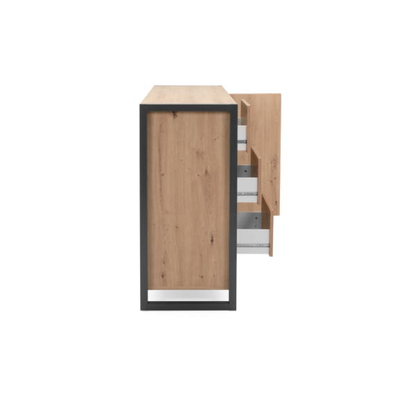 Komoda z szufladami i drzwiami dąb / antracyt mat 120 cm Denver