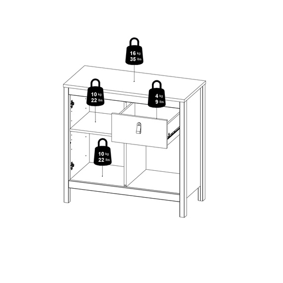 Komoda z drzwiami i szufladami czarna mat 82 cm Madrid