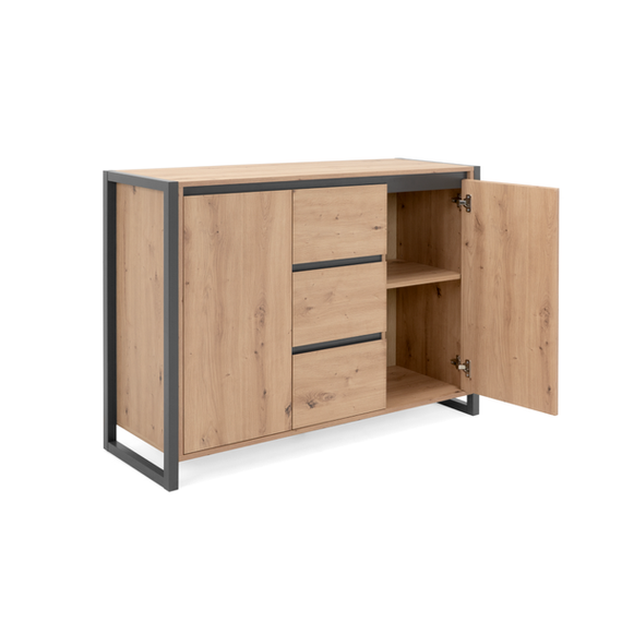 Komoda z szufladami i drzwiami dąb / antracyt mat 120 cm Denver