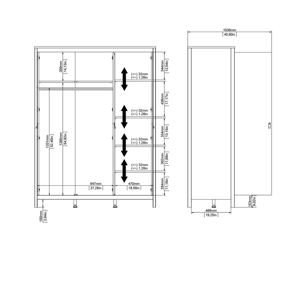 Szafa trzydrzwiowa jackson hickory mat 150 x 199 cm Madrid