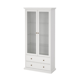 Witryna dwudrzwiowa z szufladami biała mat 97 x 201 cm Paris