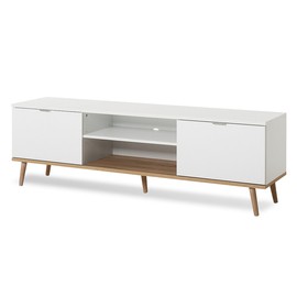 Szafka RTV biała / dąb sonoma mat 160 cm Göteborg