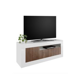 Szafka RTV biała / orzech połysk / mat 138 cm Fondi