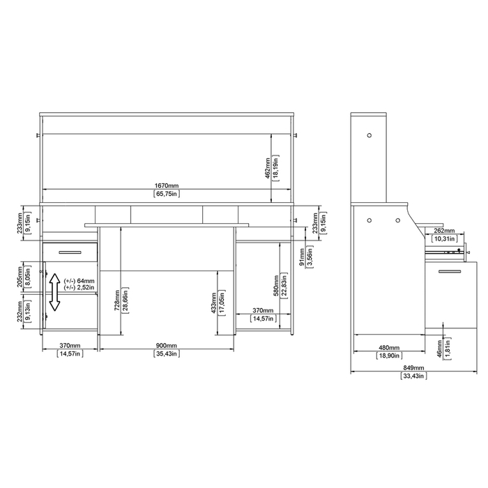 Biurko gamingowe Function Plus, 171 x 63 x 150 cm, szary mat