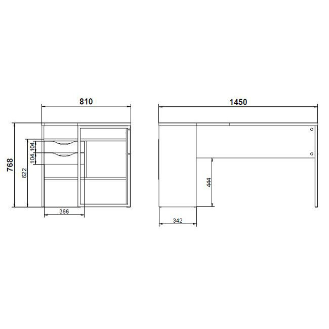 Biurko narożne białe / dąb sonoma mat 145 cm Function