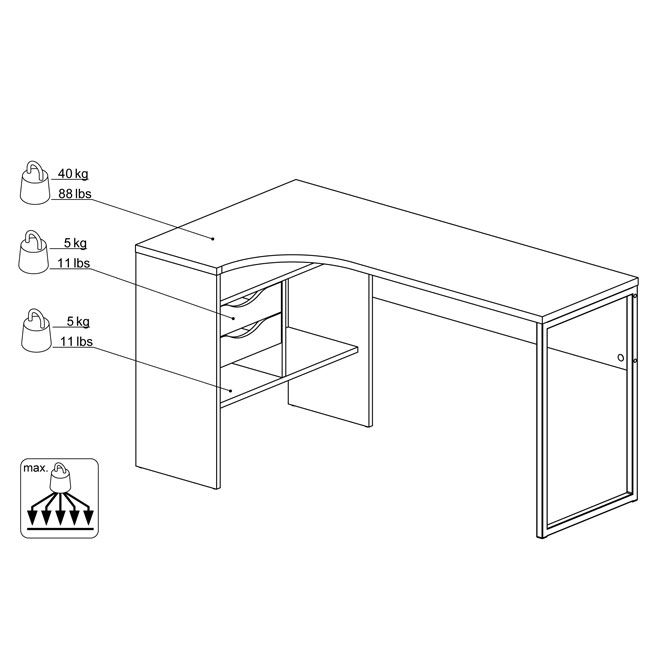 Biurko narożne białe / dąb sonoma mat 145 cm Function