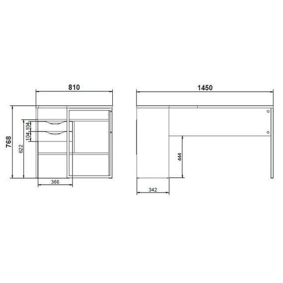 Biurko narożne białe / szare mat 145 cm Function