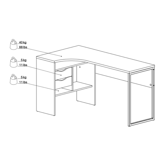 Biurko narożne białe / szare mat 145 cm Function