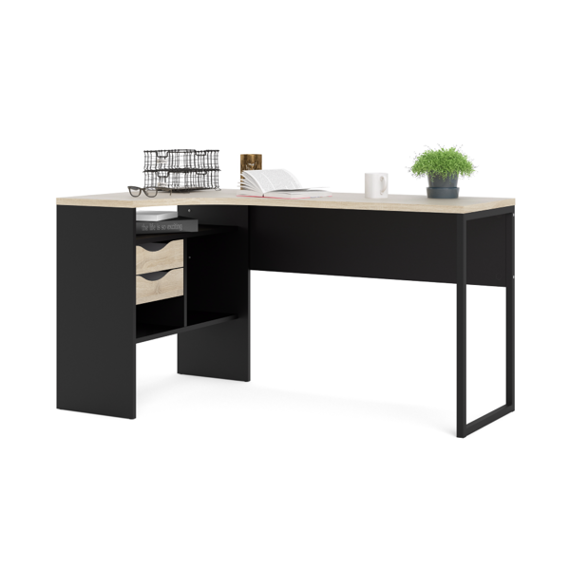 Biurko narożne czarne / dąb sonoma mat 145 cm Function