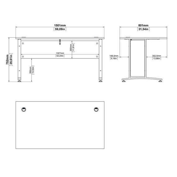 Biurko proste dąb sonoma / szare mat 150 cm Prima