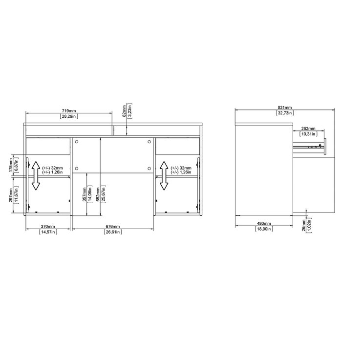 Biurko z nadstawką biały wysoki połysk 149 cm Function Plus