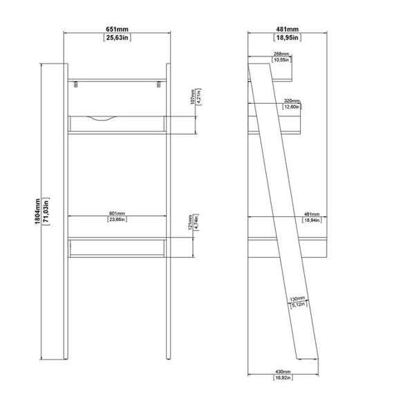 Biurko z półką białe / dąb sonoma mat 65 cm Oslo