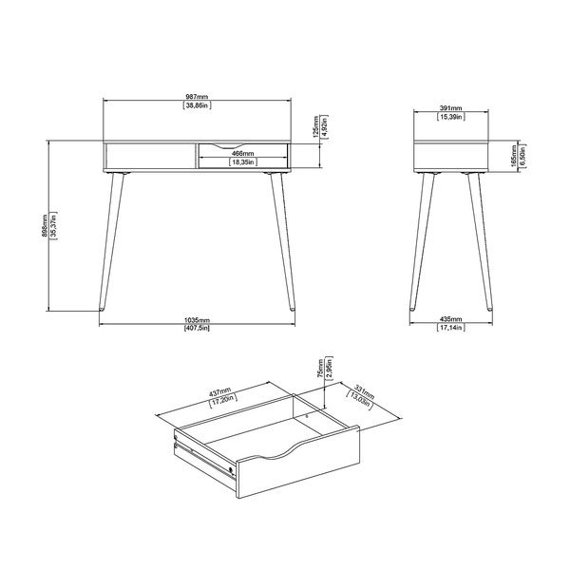 Biurko z szufladą białe / dąb sonoma mat 103 cm Oslo