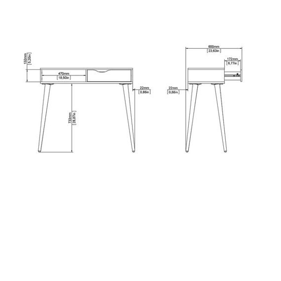 Biurko z szufladą białe / dąb sonoma mat 103 cm Oslo