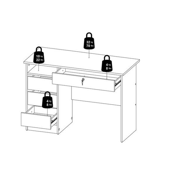 Biurko z szufladami i drzwiami białe mat 110 cm Function