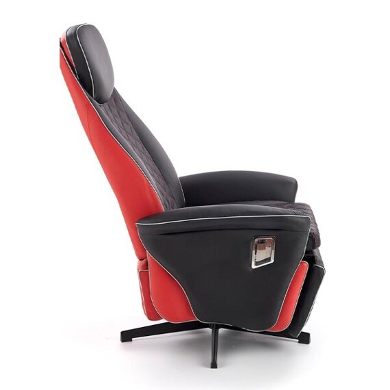 Fotel rozkładany Camaro, ekoskóra czarna, czerwona