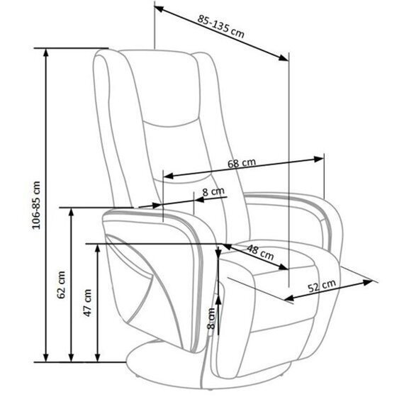 Fotel rozkładany z funkcją masażu Pulsar recliner, ekoskóra popielata
