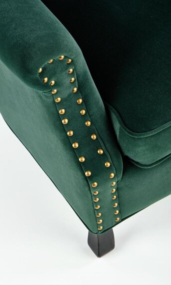 Fotel wypoczynkowy Titan tkanina velvet ciemny zielony, nóżki czarne