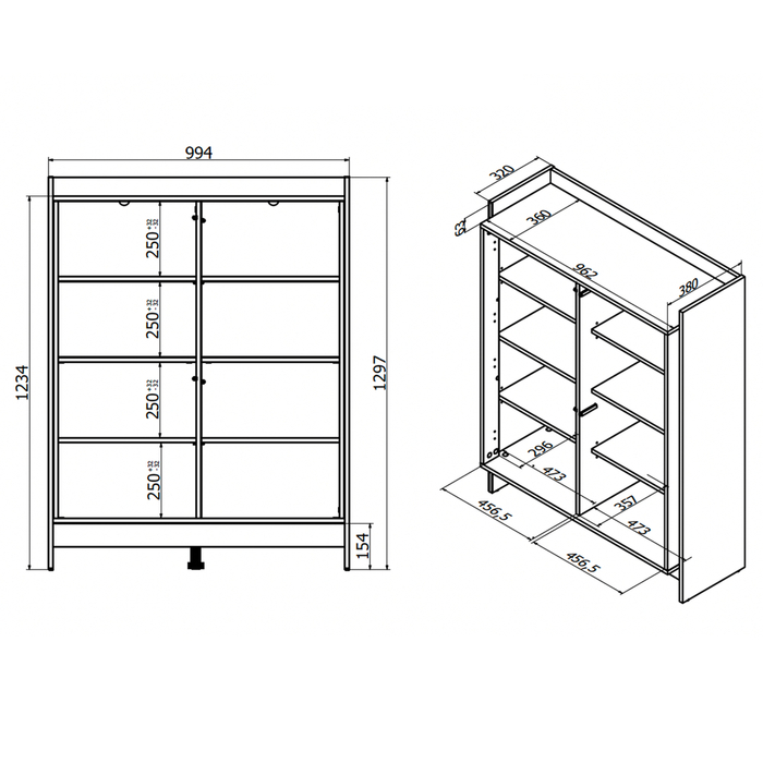 Komoda wysoka z drzwiami dąb cremona / czarna mat 100 cm Monolit