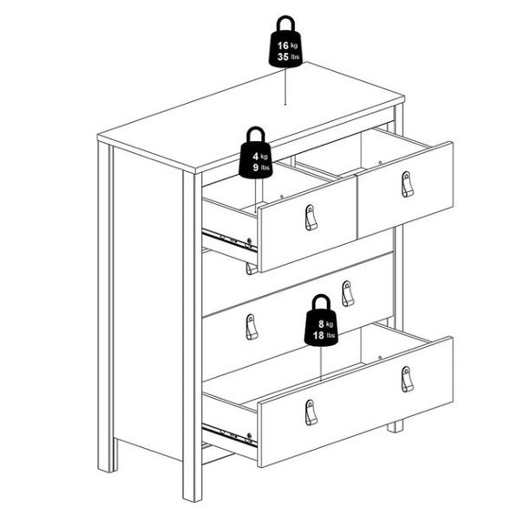 Komoda wysoka z szufladami czarna mat 82 cm Madrid