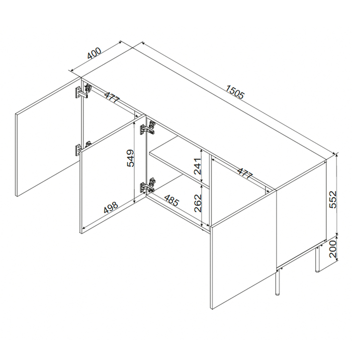 Komoda z drzwiami beżowa mat 150 cm Linea