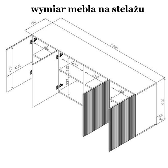 Komoda z drzwiami biała / czarna mat 200 cm Malia