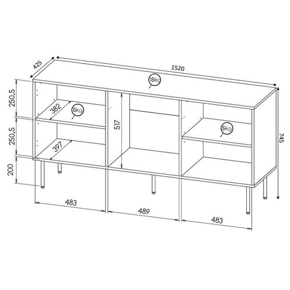 Komoda z drzwiami czarna mat 152 cm Cave