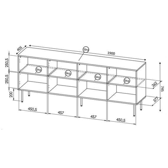 Komoda z drzwiami czarna mat 190 cm Cave