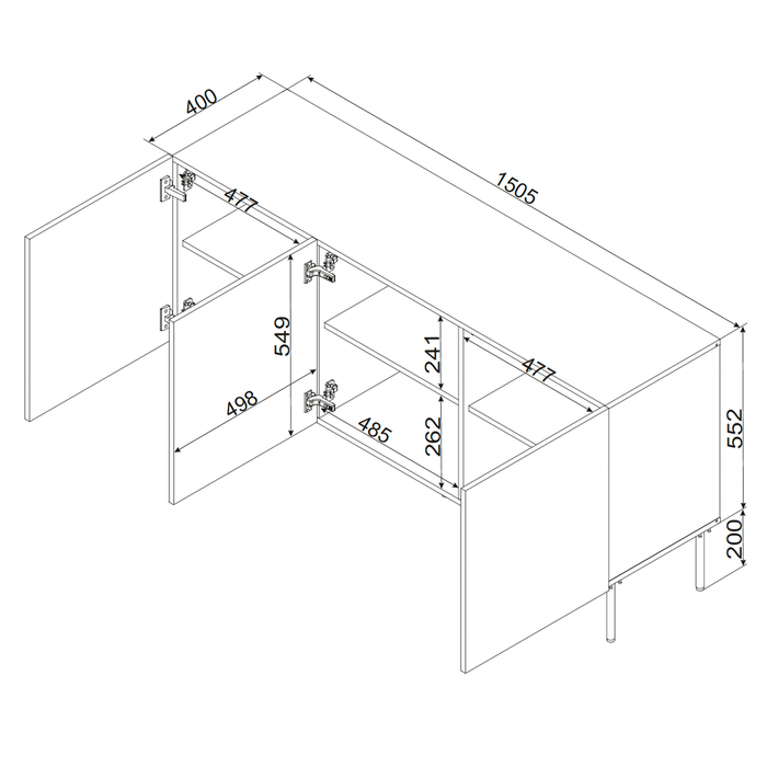 Komoda z drzwiami czarny mat 150 cm Modena