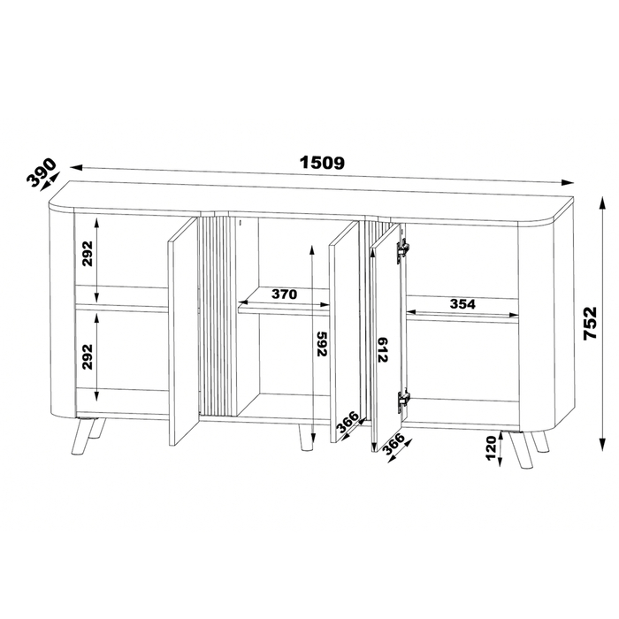 Komoda z drzwiami czarny mat 150 cm Sole