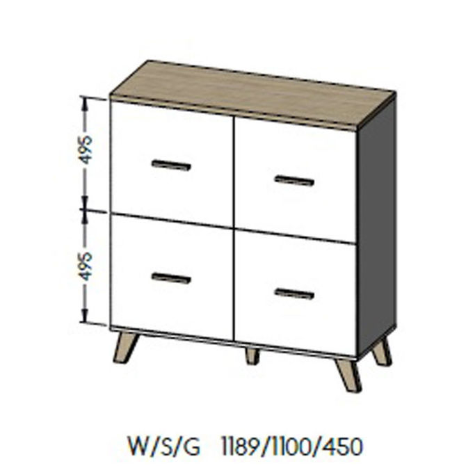 Komoda z drzwiami dąb wotan / czarna mat 110 cm Livorno