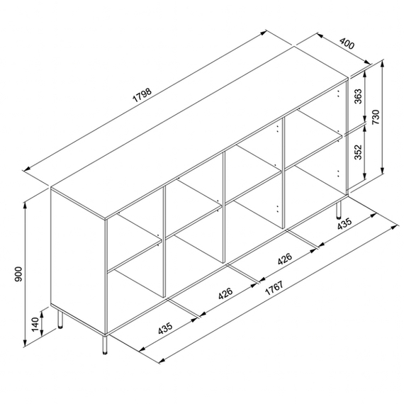 Komoda z drzwiami granatowa mat 180 cm Caracas