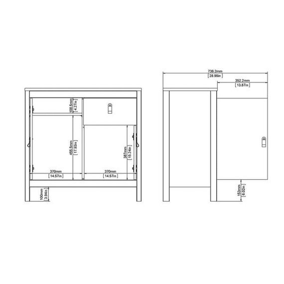 Komoda z drzwiami i szufladami czarna mat 82 cm Madrid