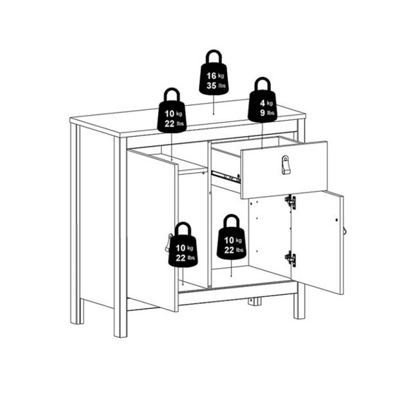 Komoda z drzwiami i szufladami czarna mat 82 cm Madrid