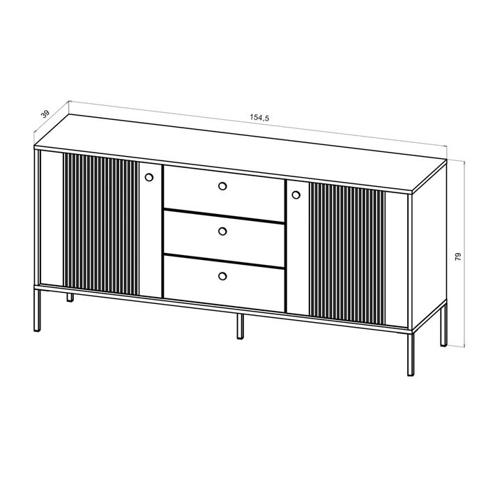 Komoda z drzwiami i szufladami czarny mat 154 cm Iseo