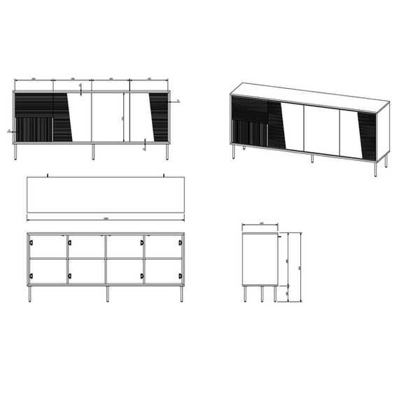 Komoda z drzwiami kaszmir mat 200 cm Harmony