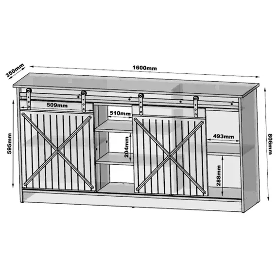 Komoda z drzwiami przesuwnymi czarna mat / wysoki połysk 160 cm Windsor