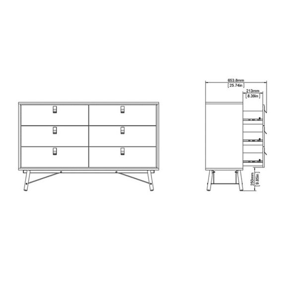 Komoda z szufladami biała / czarna mat 150 cm Ryan