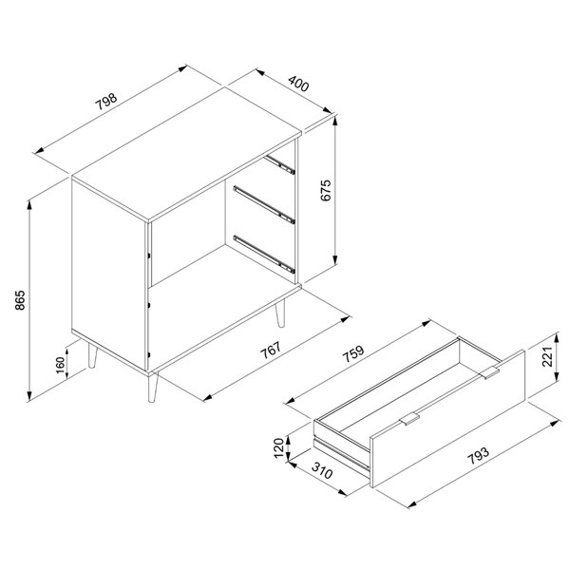 Komoda z szufladami biała / dąb sonoma mat 80 cm Göteborg