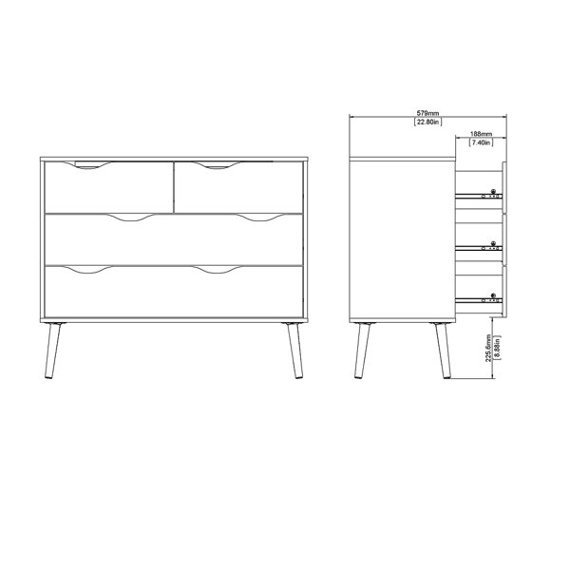 Komoda z szufladami biała / dąb sonoma mat 99 cm Oslo