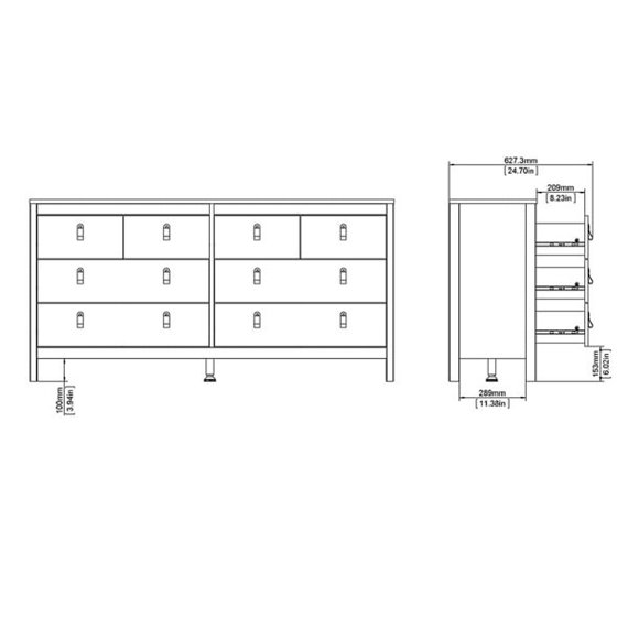 Komoda z szufladami biała mat 159 cm Madrid