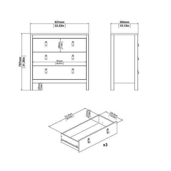 Komoda z szufladami biała mat 82 cm Madrid