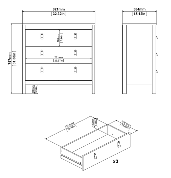 Komoda z szufladami biała mat 82 cm Madrid