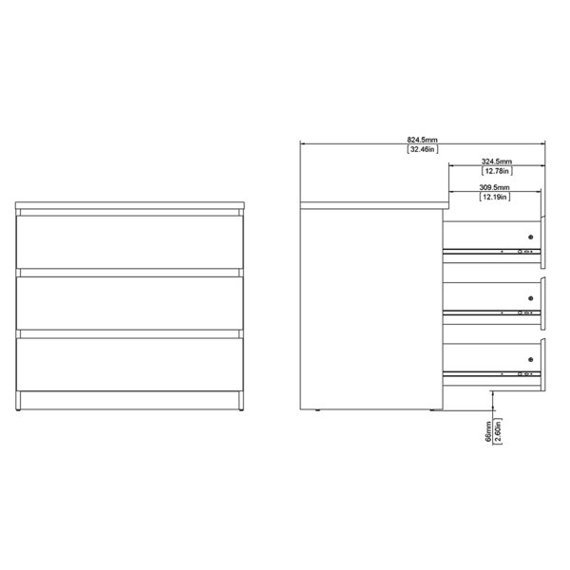 Komoda z szufladami czarna mat 77 cm Naia