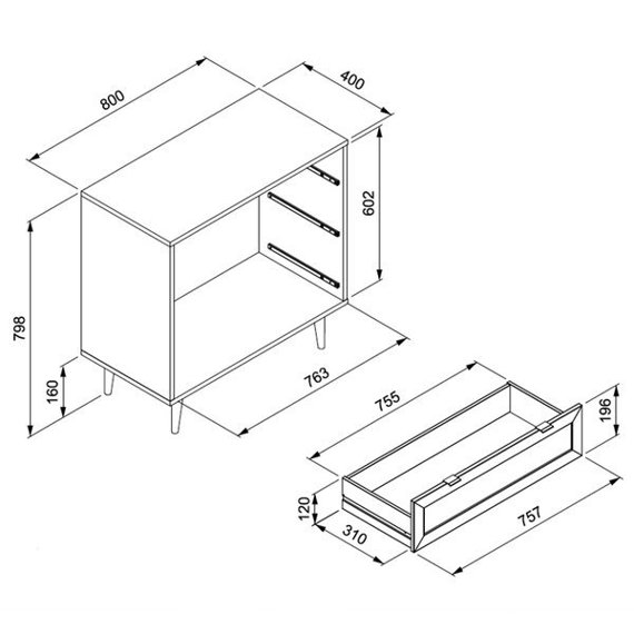 Komoda z szufladami dąb sonoma mat 80 cm Bali