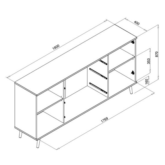 Komoda z szufladami i drzwiami biała / dąb sonoma mat 180 cm Göteborg