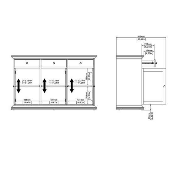 Komoda z szufladami i drzwiami biała mat 144 cm Paris