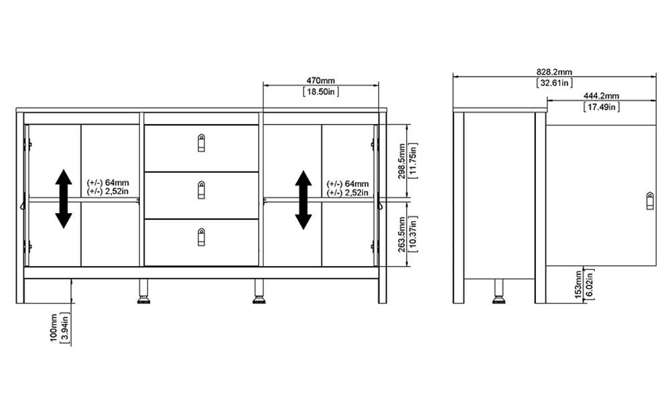 Komoda z szufladami i drzwiami biała mat 151 cm Madrid